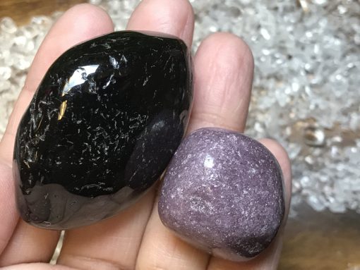 Black Tourmaline - Lepidolite - Worry & Stress Healing Crystal set